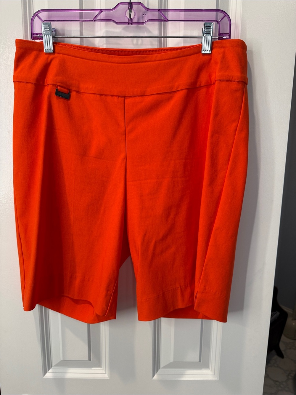 Stylish Orange Bermuda Shorts with Clean Front